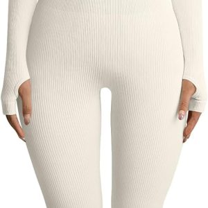 Women Yoga Jumpsuits Workout Ribbed Long Sleeve Sport Jumpsuits